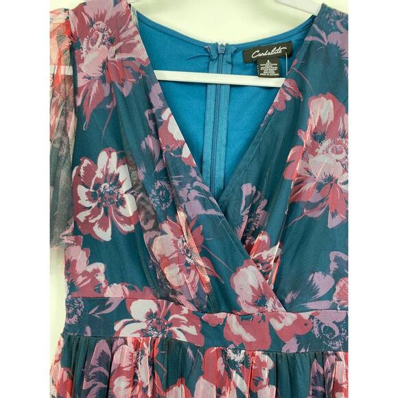 Candalite Womens Blue Purple Floral Lined Knee Length Dress NEW Small - Picture 4 of 11